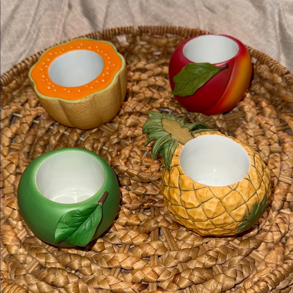 Lot of 4 Vintage Retired Party Lite Fruit-Themed Fruit Splash Votive Holders